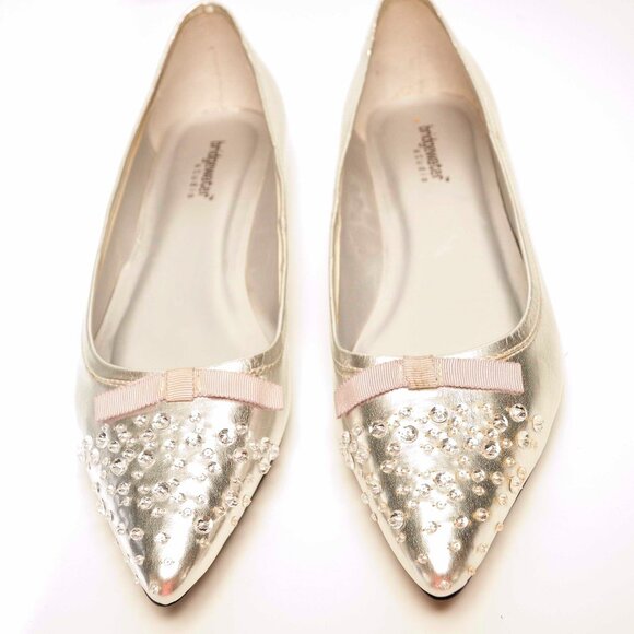 Bridgewater Studio Ballet Flates Pointed Toe Silver size 7.5 - Picture 2 of 3